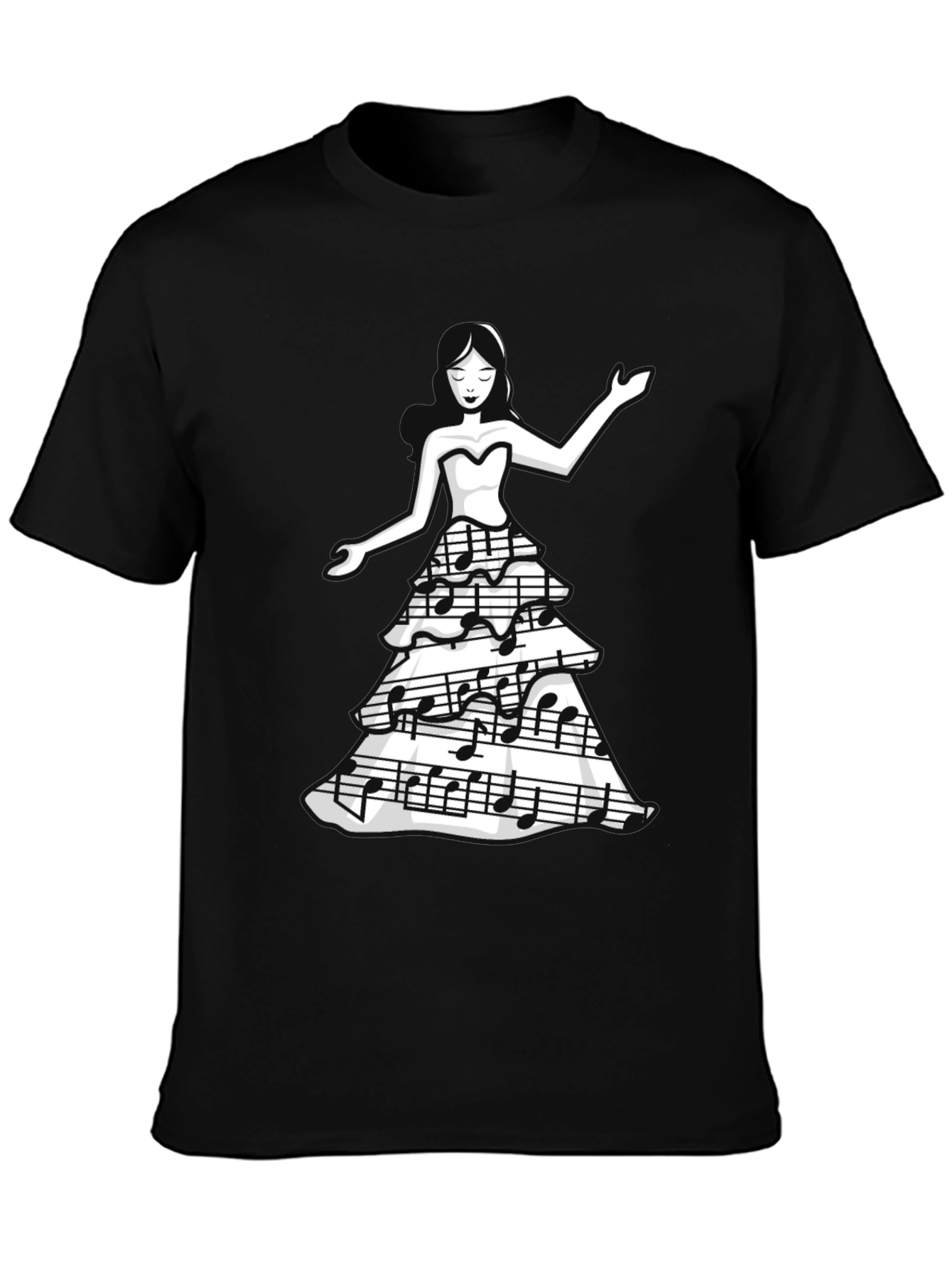 Camiseta Negra con Diseño de Música para Mujer