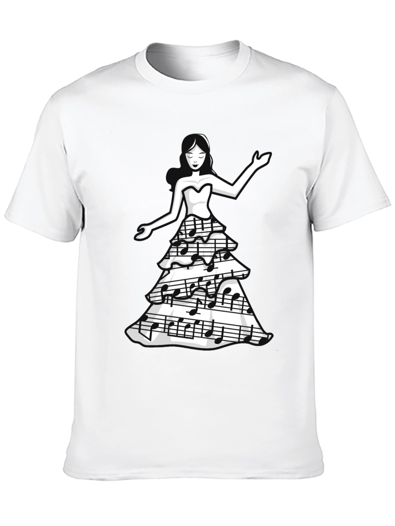 Camiseta Negra con Diseño de Música para Mujer