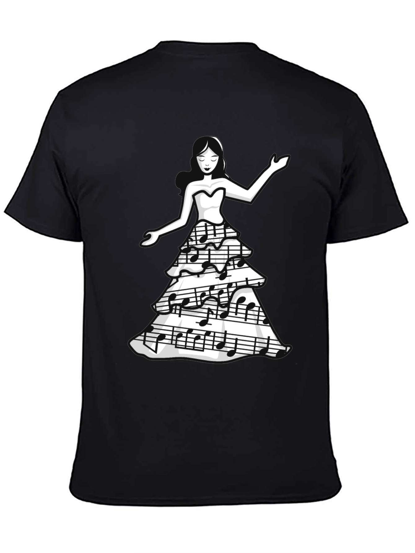 Camiseta Negra con Diseño de Música para Mujer