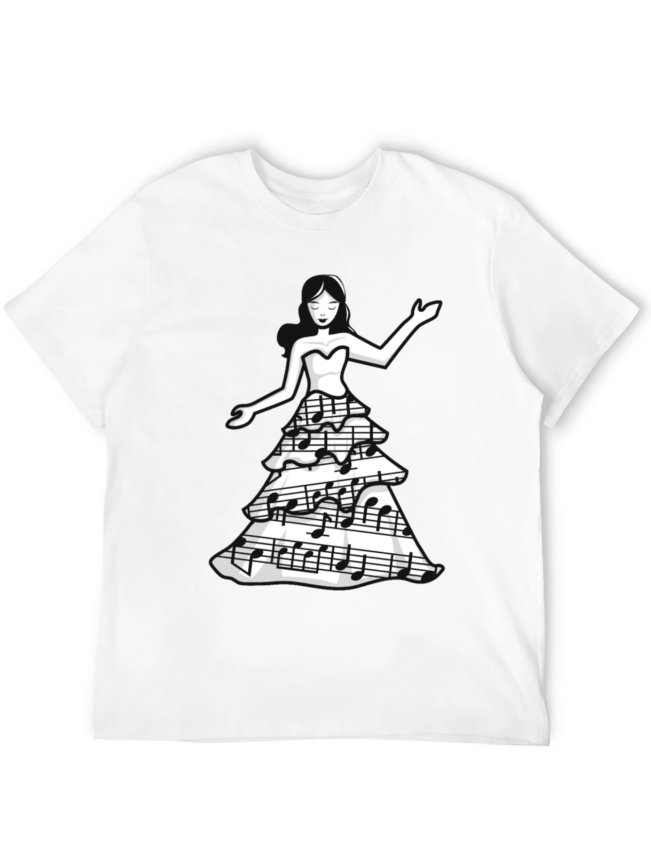 Camiseta Negra con Diseño de Música para Mujer