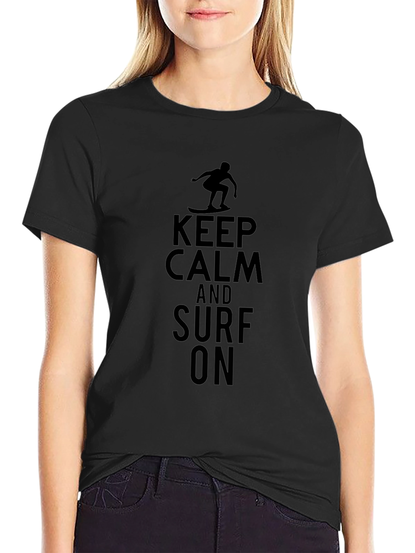 Camiseta Negra Keep Calm and Surf On