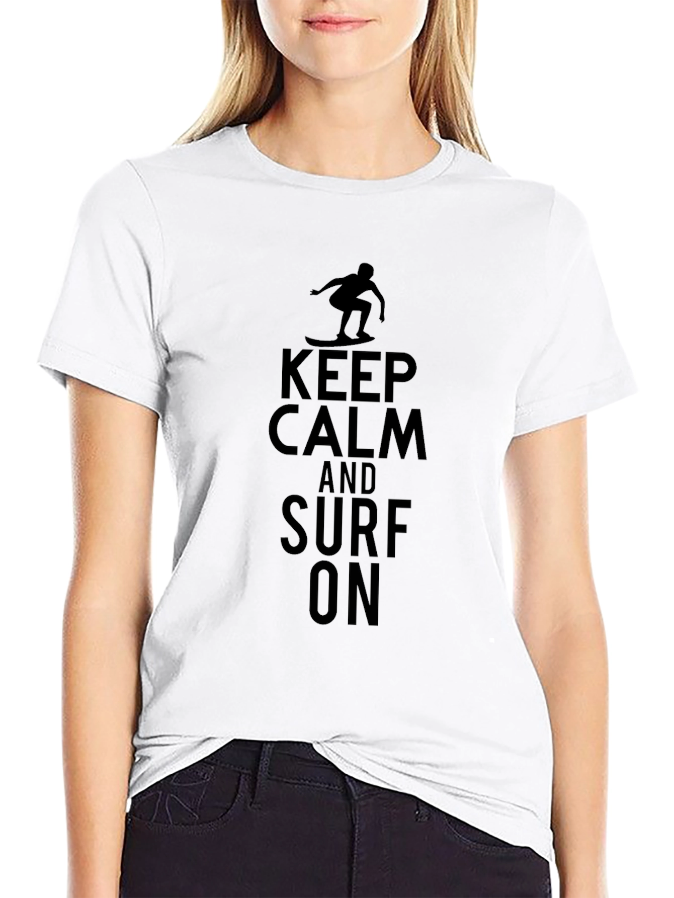 Camiseta Negra Keep Calm and Surf On