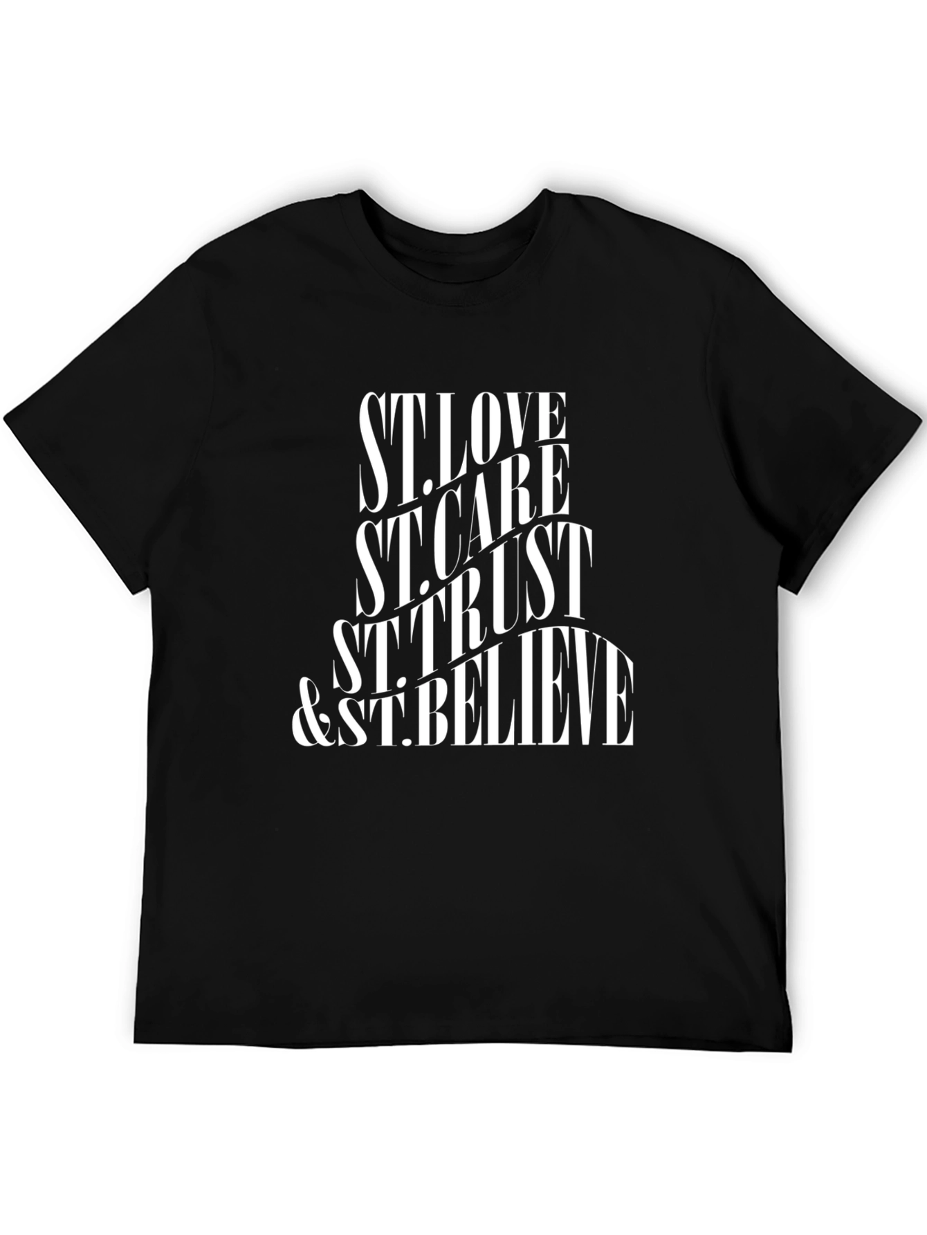 Camiseta Negra St. Love Care Trust & Believe