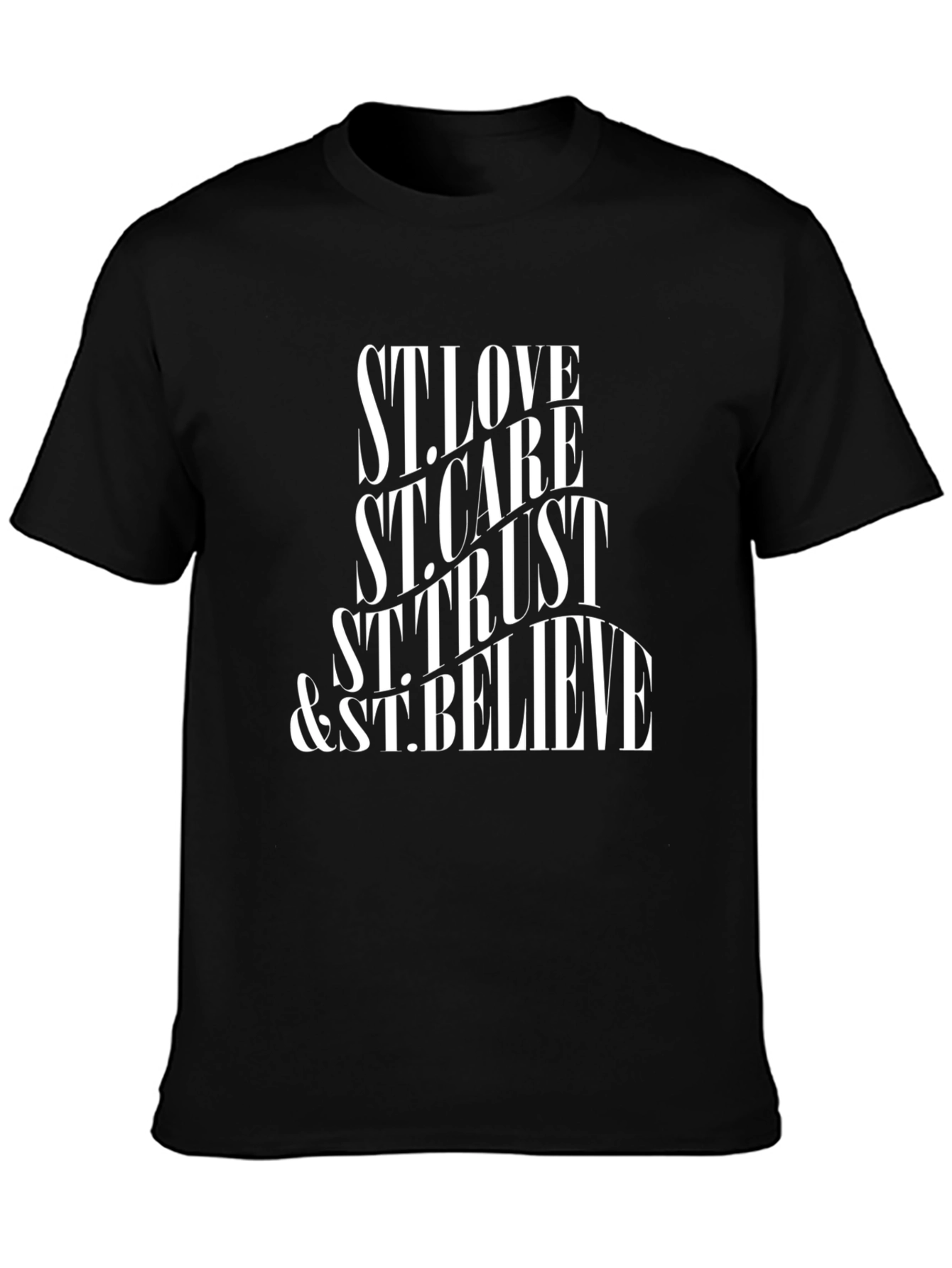 Camiseta Negra St. Love Care Trust & Believe