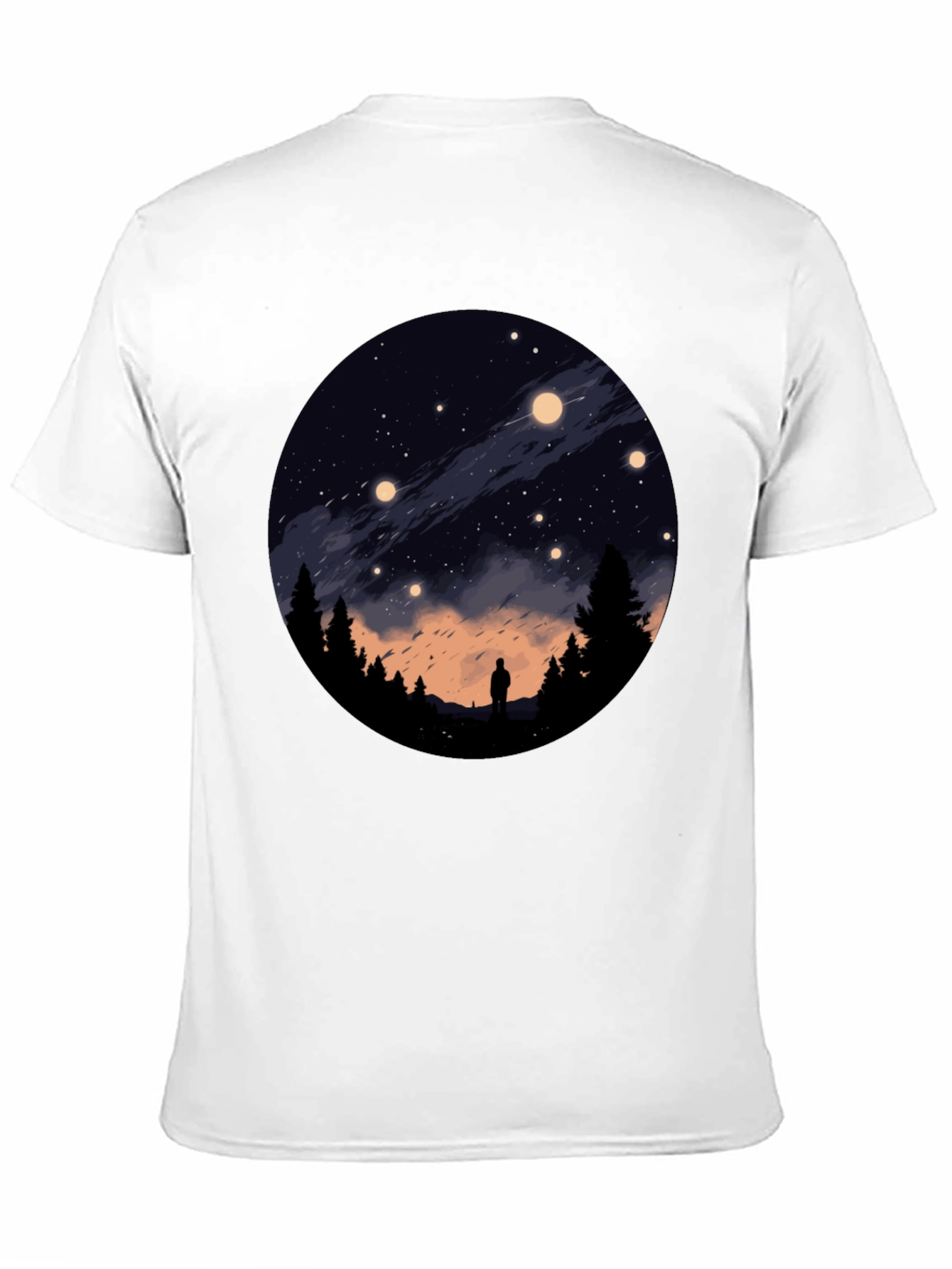 Camiseta Negra con Diseño de Noche Estrellada