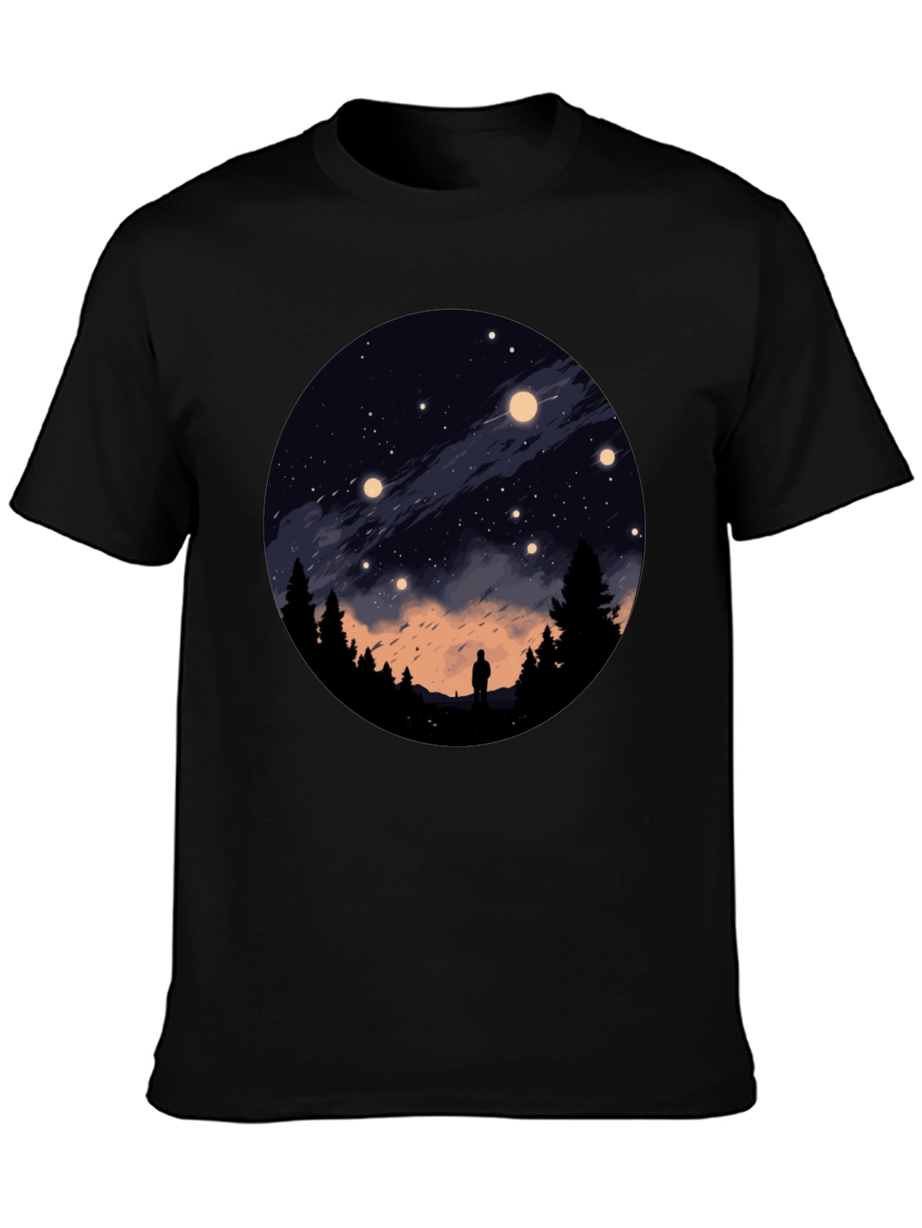 Camiseta Negra con Diseño de Noche Estrellada