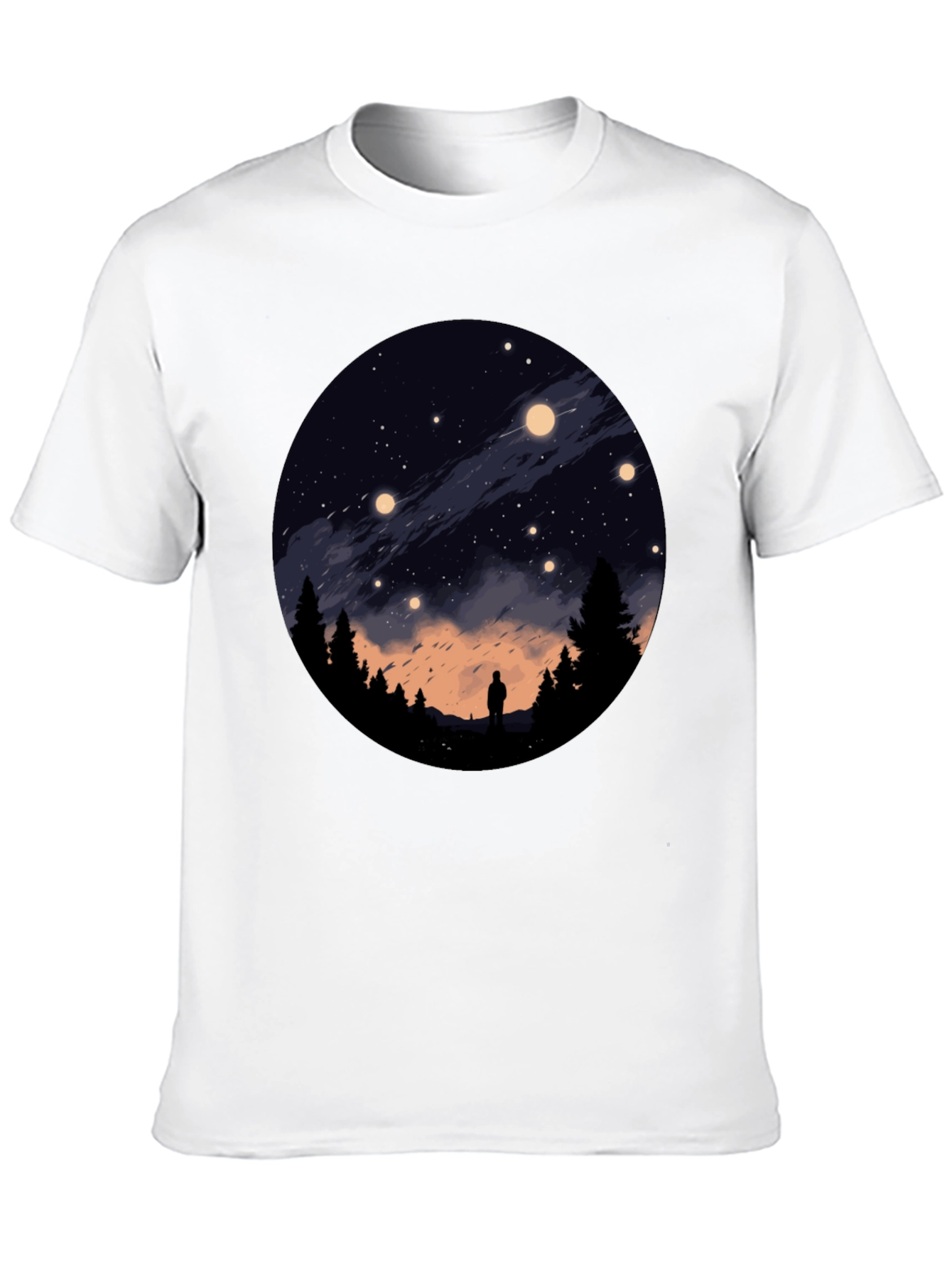 Camiseta Negra con Diseño de Noche Estrellada