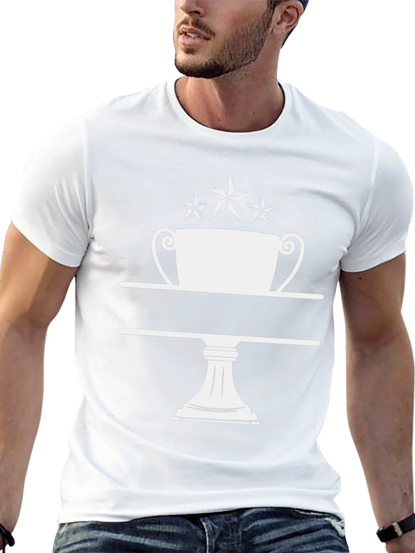Camiseta Negra Trofeo con Estrellas