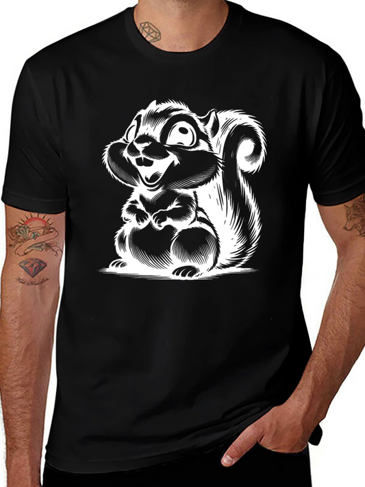 Camiseta Negra con Diseño de Ardilla Animada