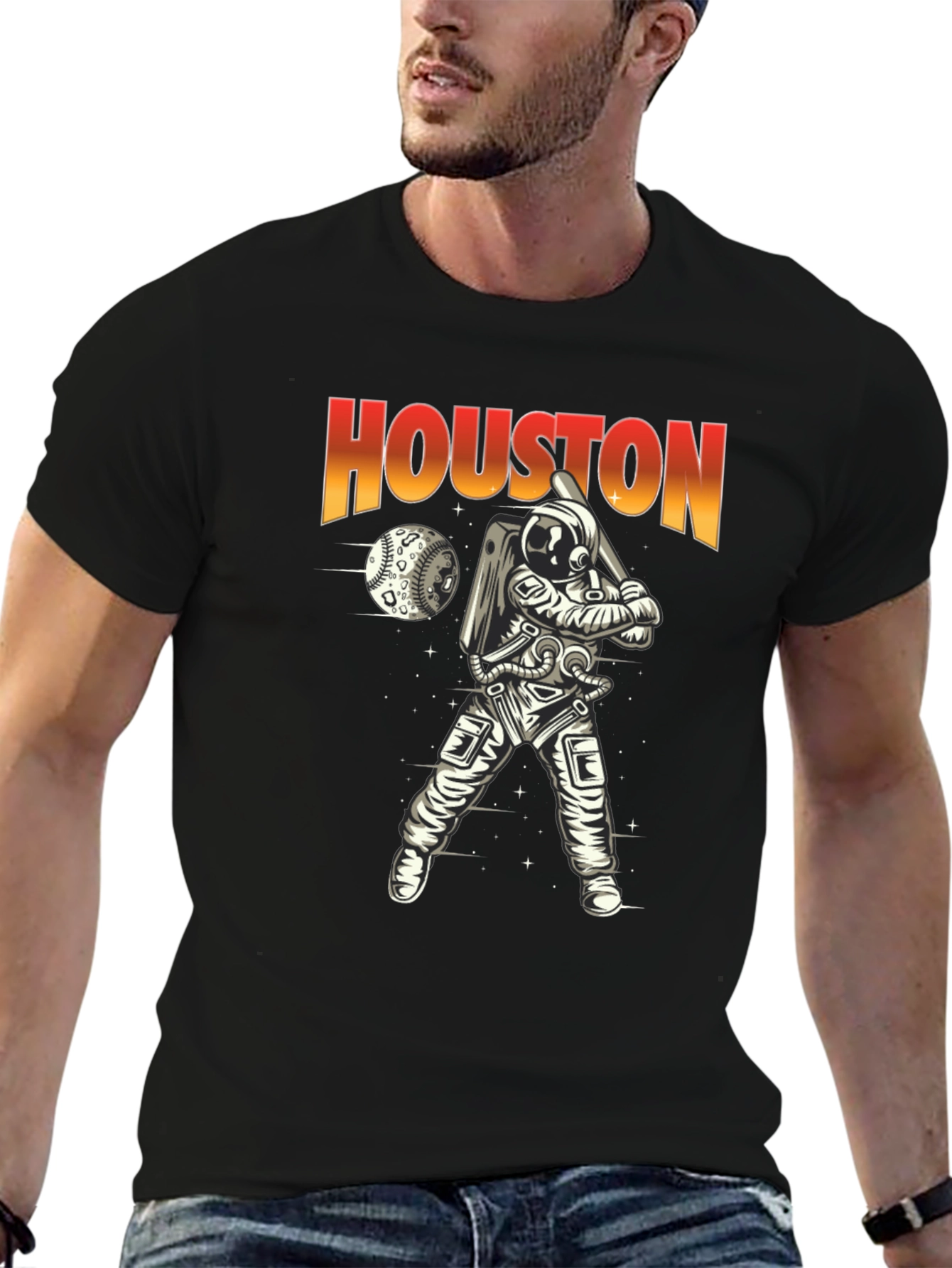Camiseta Houston Béisbol Espacial para Hombre