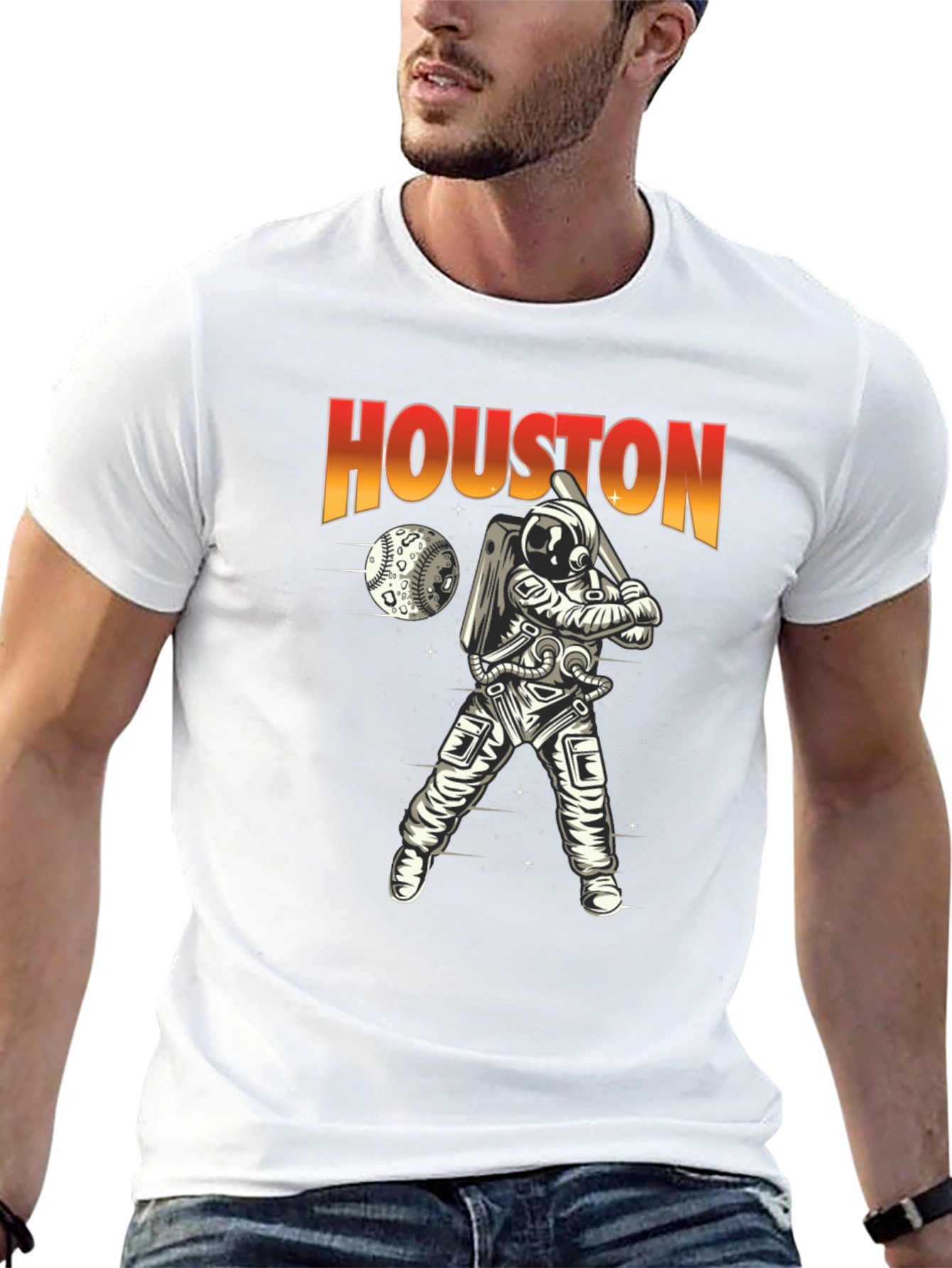Camiseta Houston Béisbol Espacial para Hombre