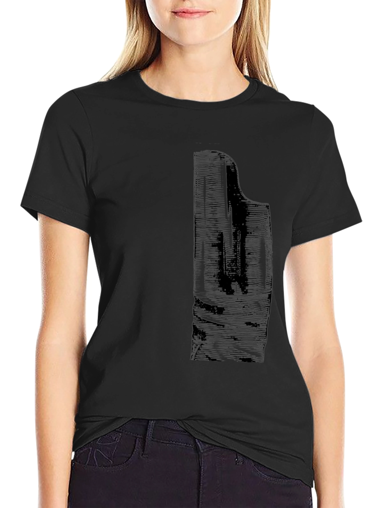 Camiseta Negra con Diseño Abstracto Elegante