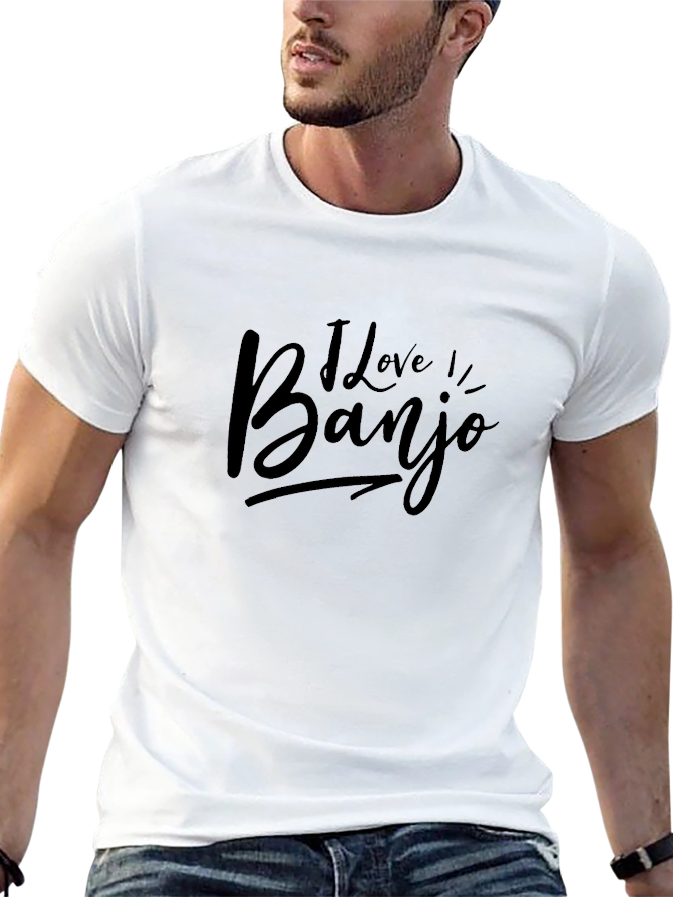 Camiseta Negra Amo Banjo Casual para Hombre