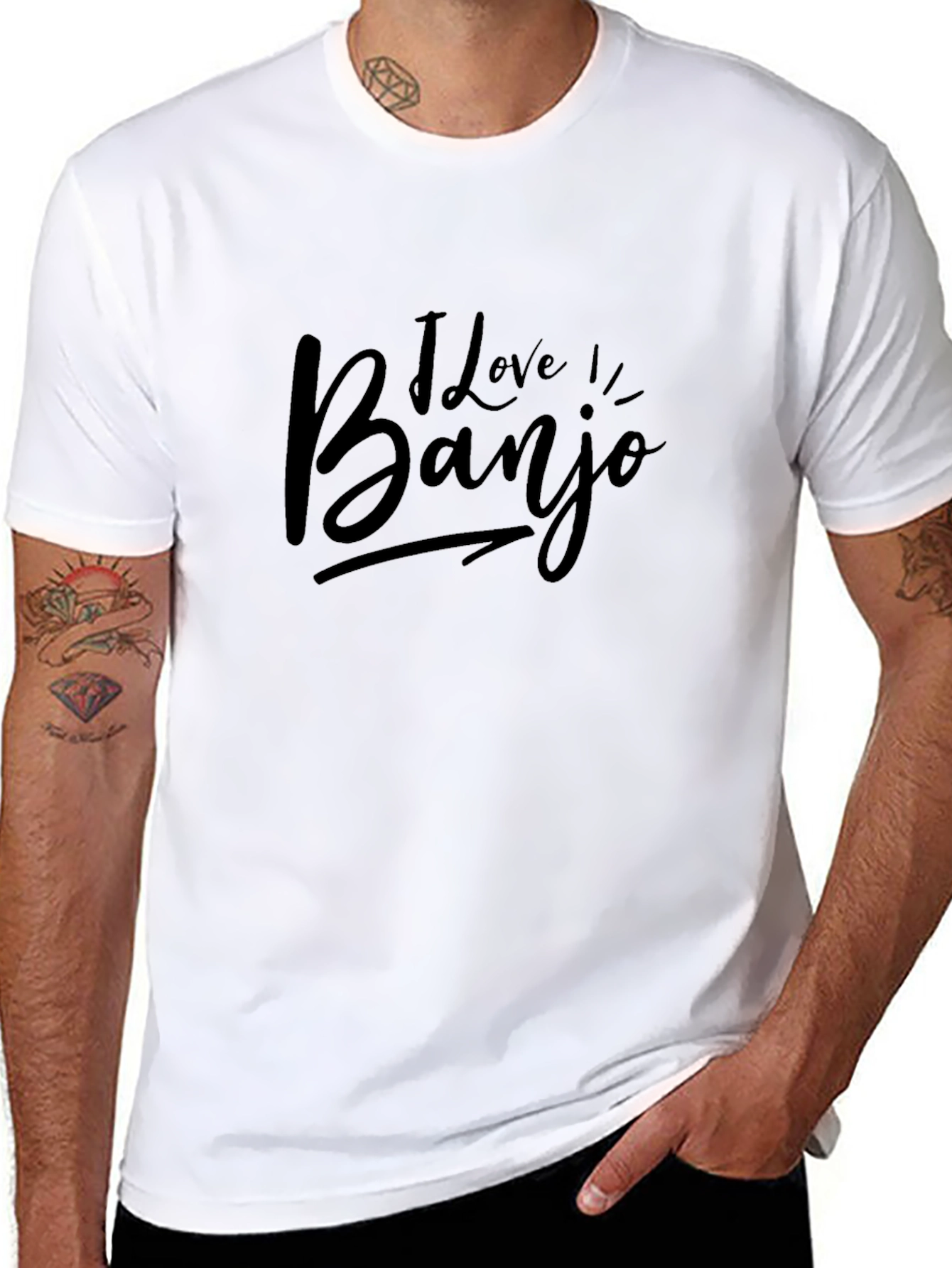 Camiseta Negra Amo Banjo Casual para Hombre