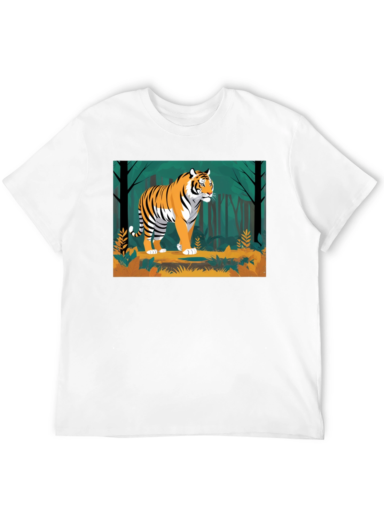 Camiseta Negra con Diseño de Tigre en la Selva