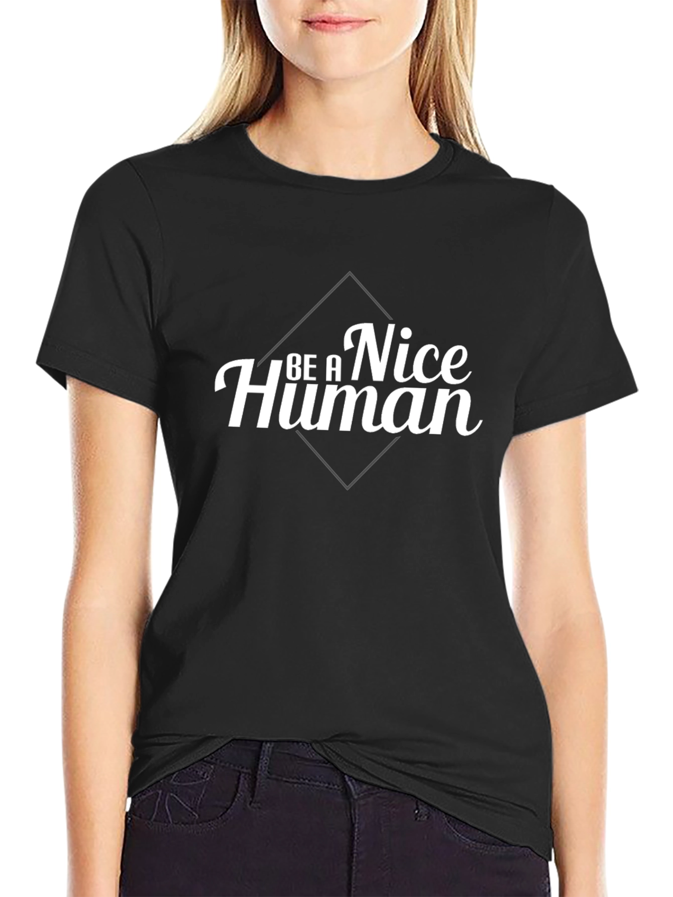 Camiseta Negra Sé un Humano Agradable