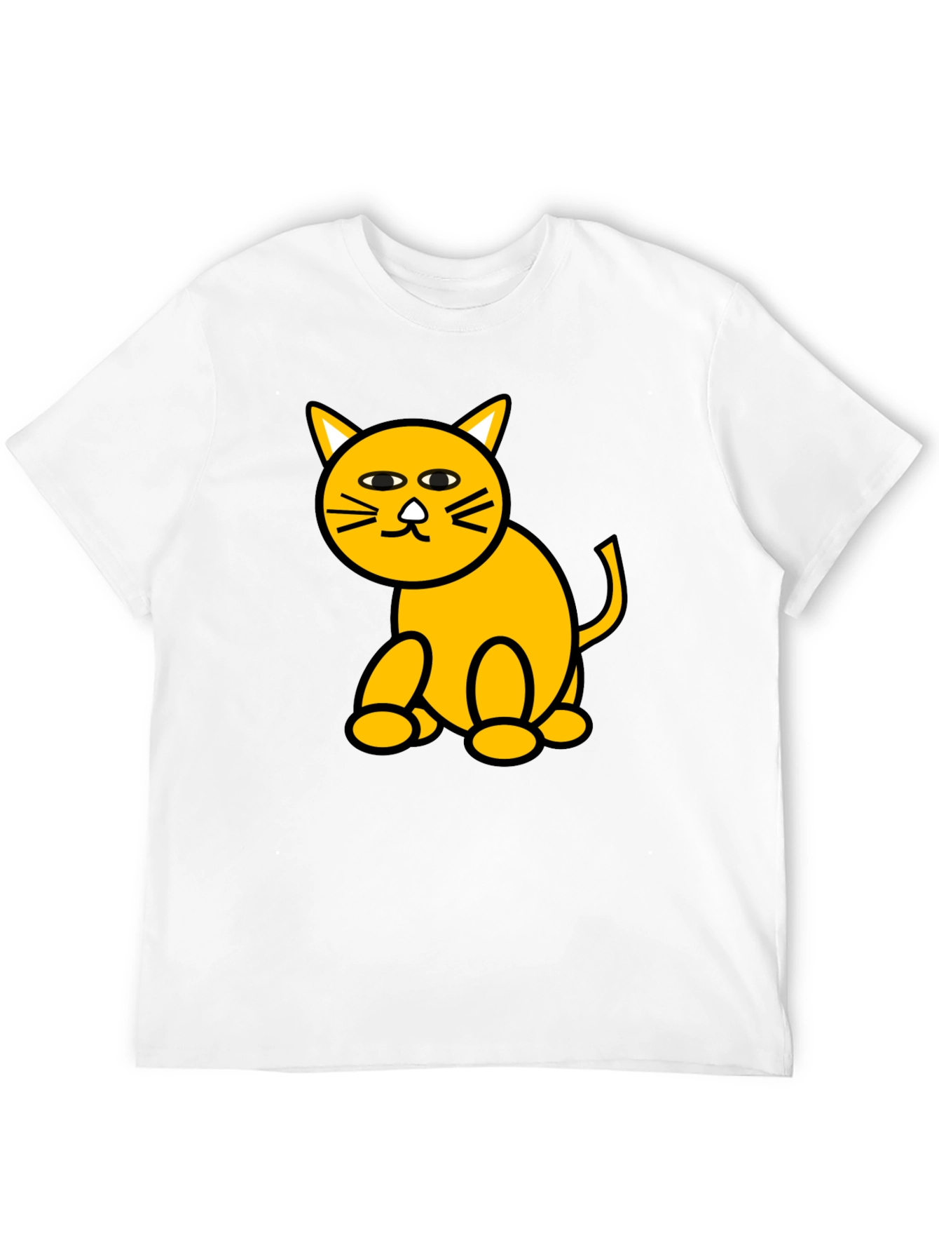 Camiseta Negra con Diseño de Gato Amarillo Divertido