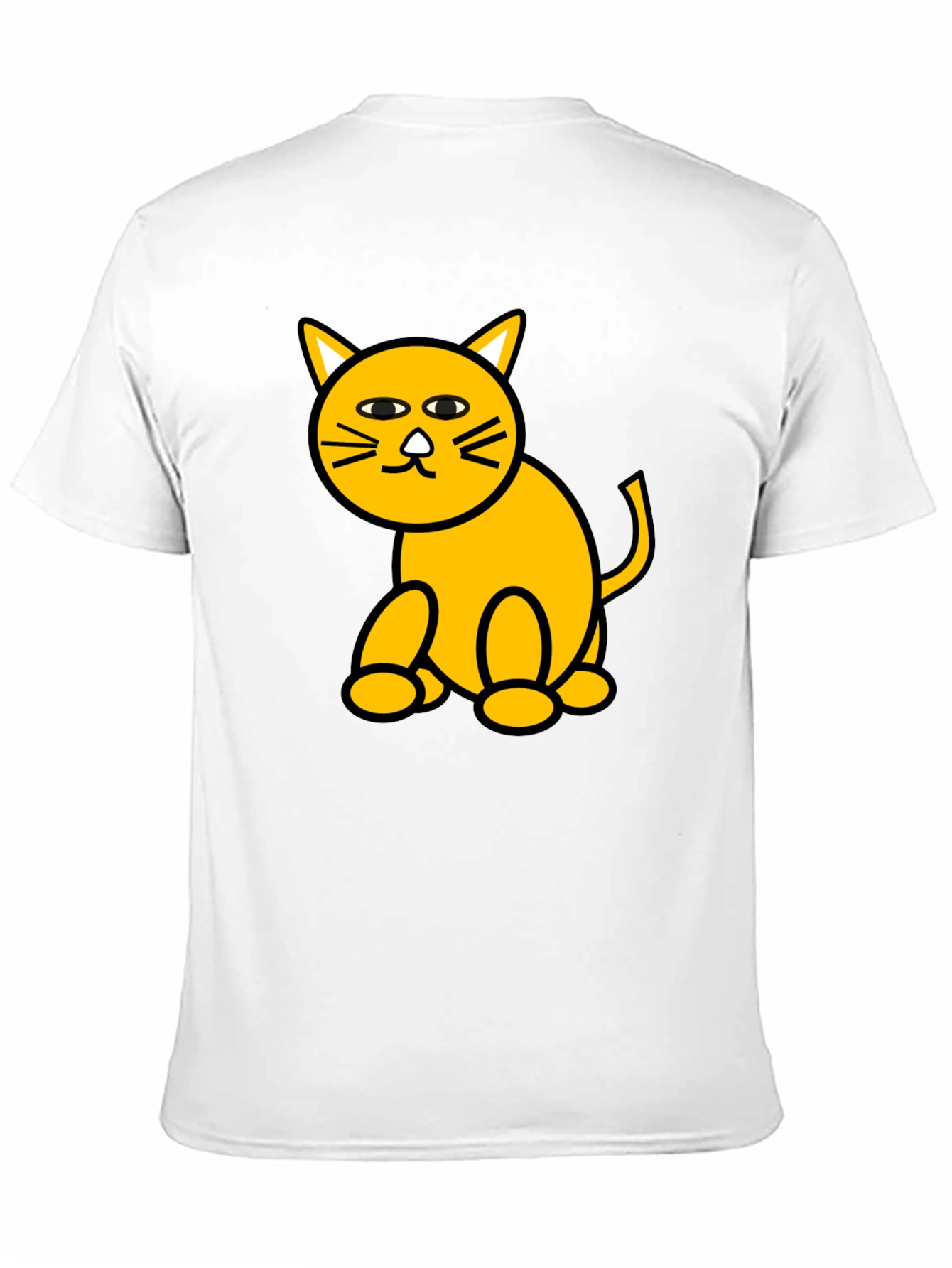 Camiseta Negra con Diseño de Gato Amarillo Divertido