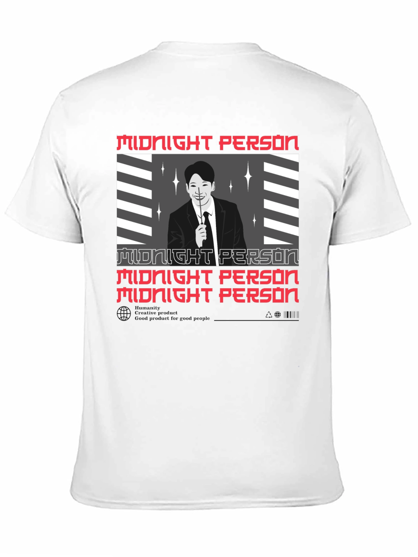 Camiseta Negra Midnight Person Diseño Gráfico