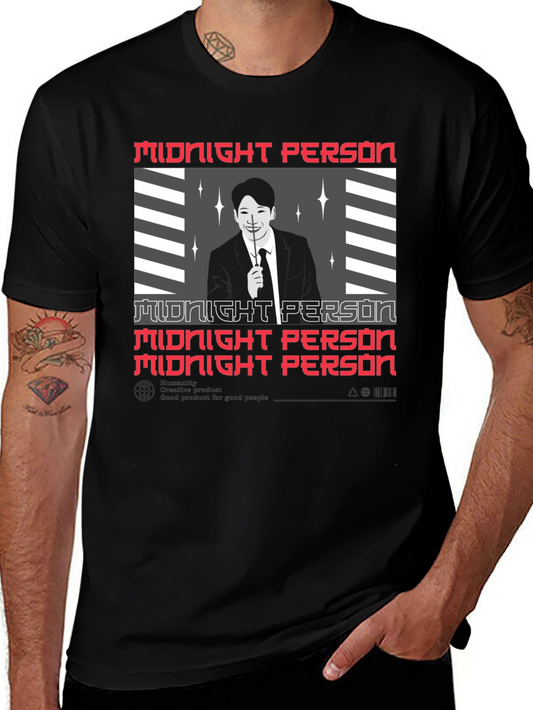 Camiseta Negra Midnight Person Diseño Gráfico