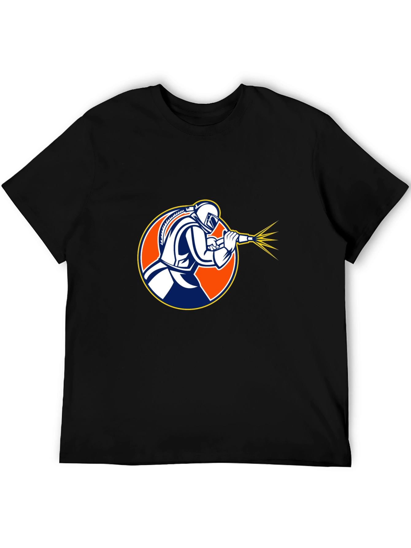 Camiseta Negra con Diseño de Soldador Profesional