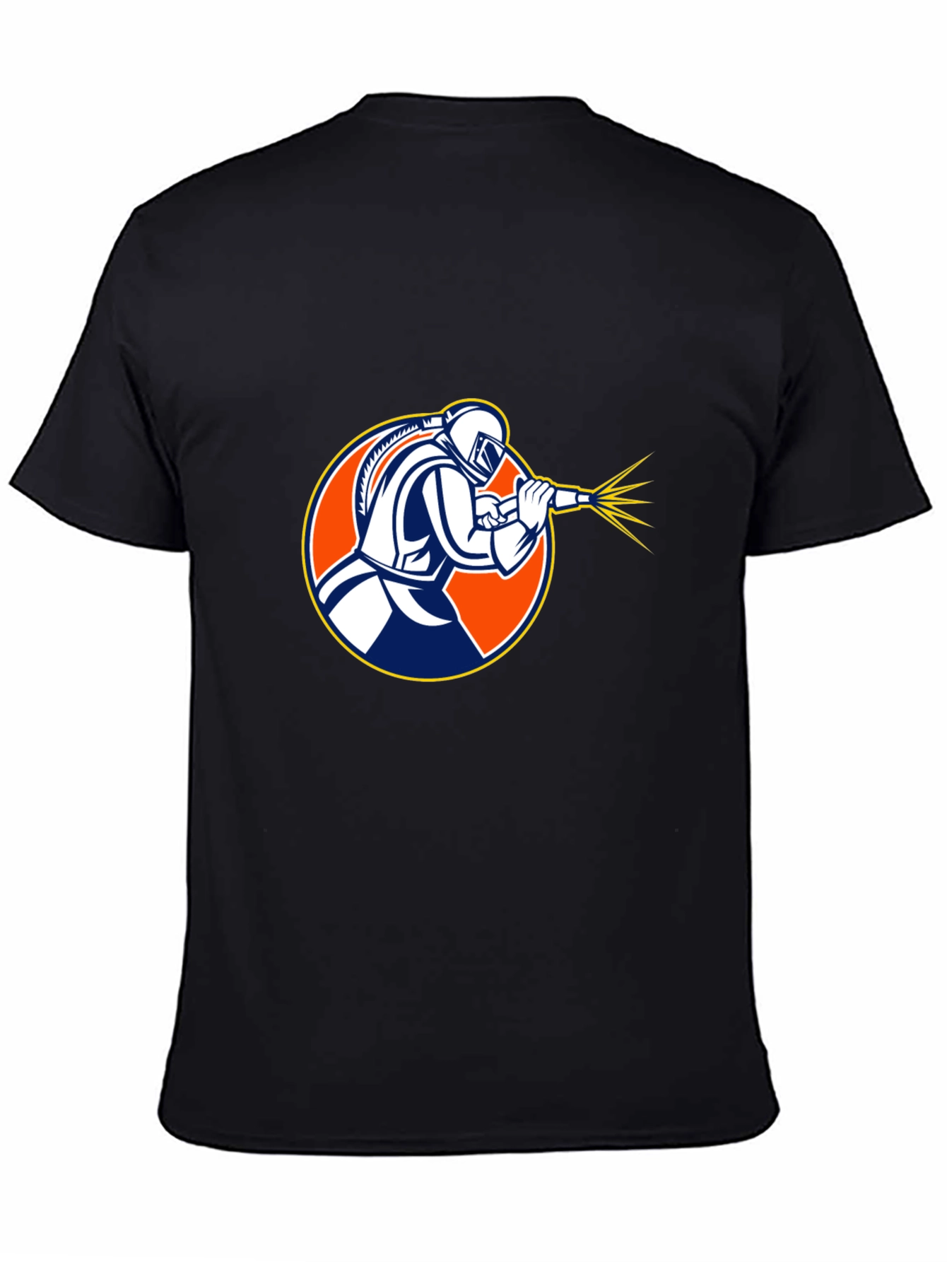 Camiseta Negra con Diseño de Soldador Profesional