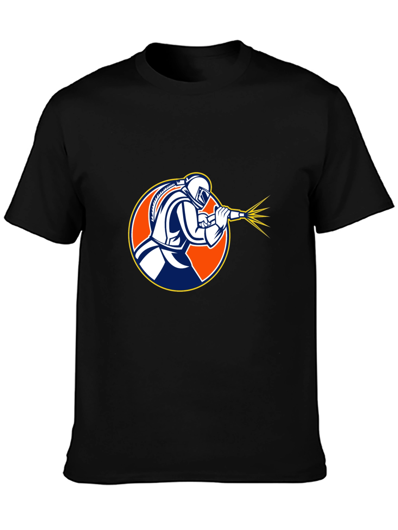 Camiseta Negra con Diseño de Soldador Profesional