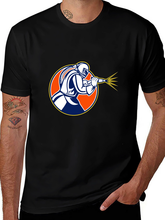 Camiseta Negra con Diseño de Soldador Profesional