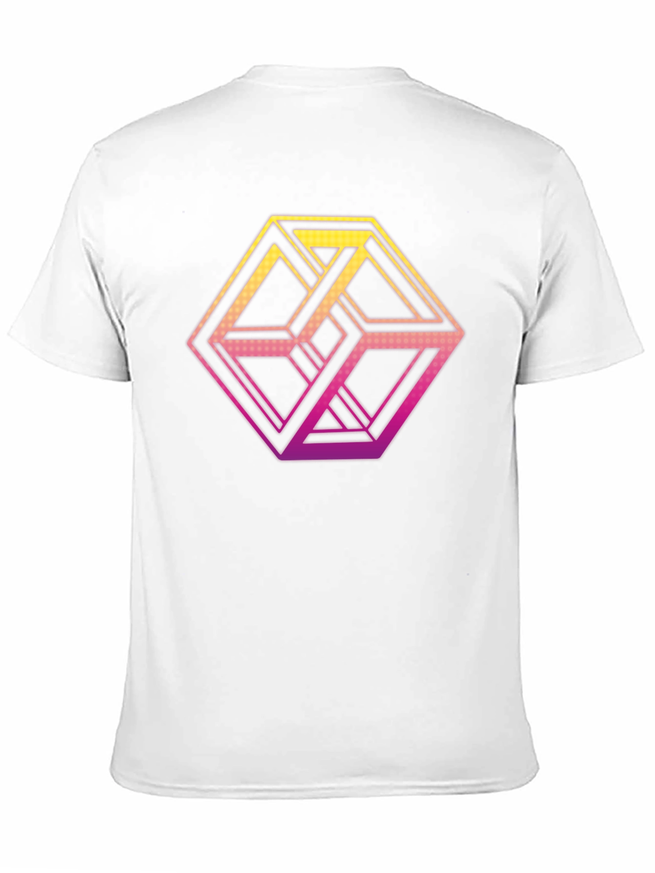 Camiseta Hombre Diseño Cubo Imposible Degradado