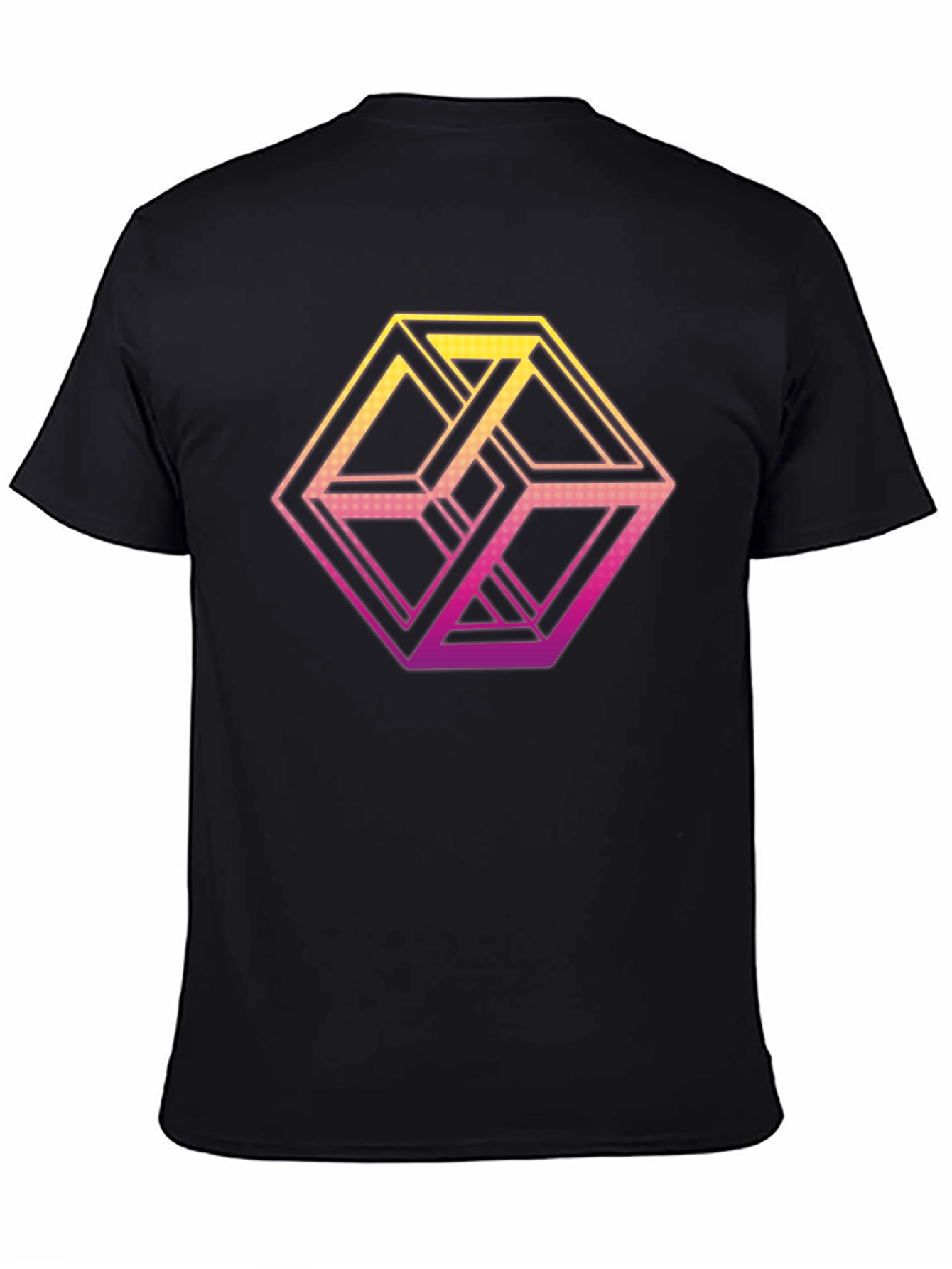 Camiseta Hombre Diseño Cubo Imposible Degradado