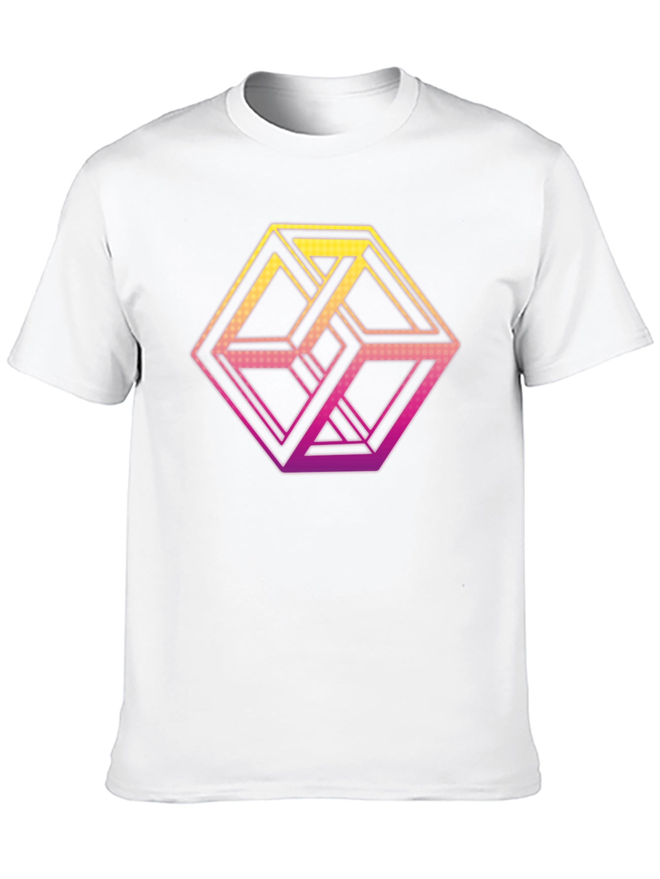 Camiseta Hombre Diseño Cubo Imposible Degradado