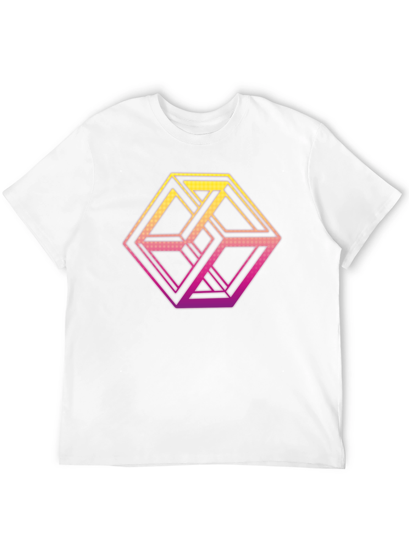 Camiseta Hombre Diseño Cubo Imposible Degradado