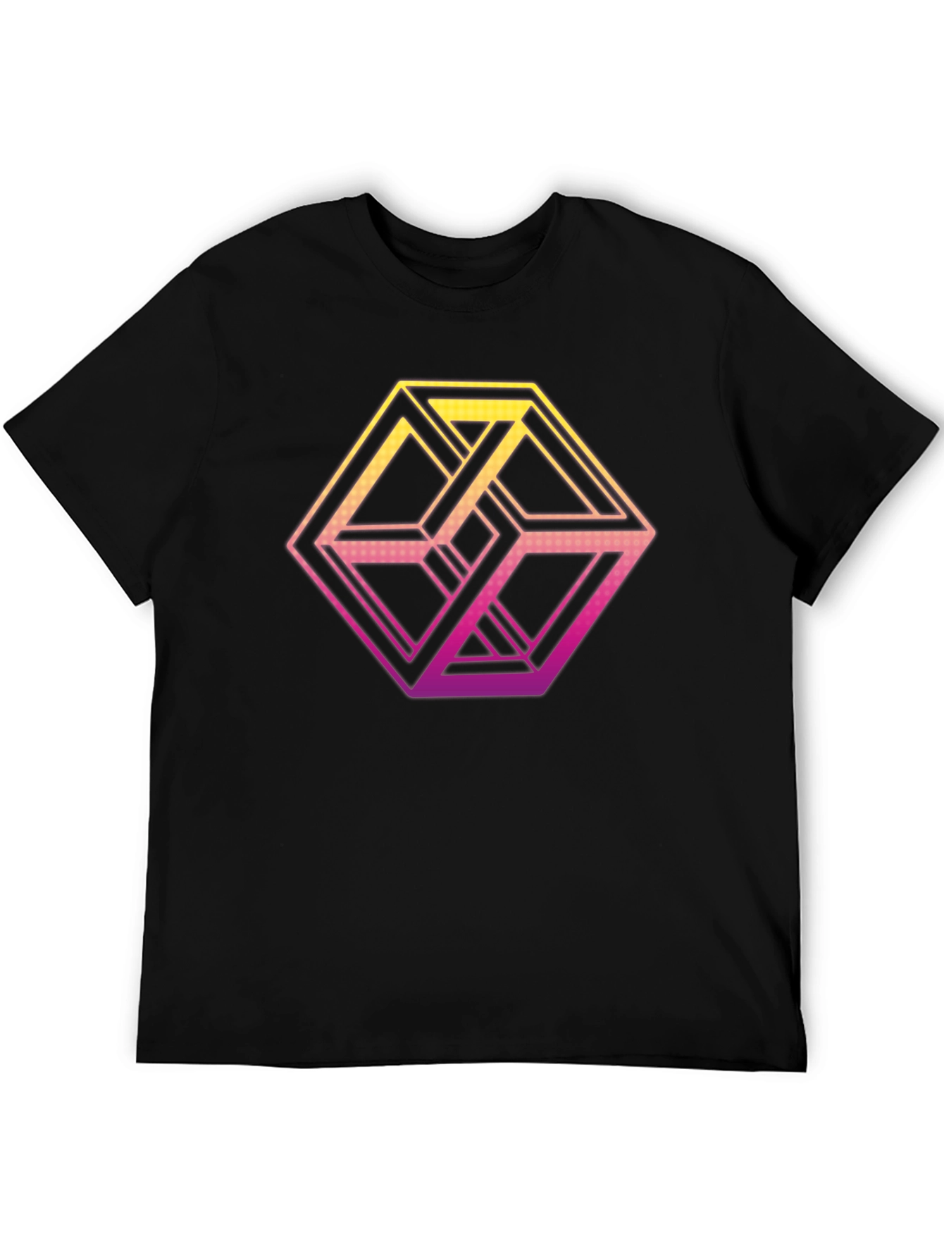 Camiseta Hombre Diseño Cubo Imposible Degradado
