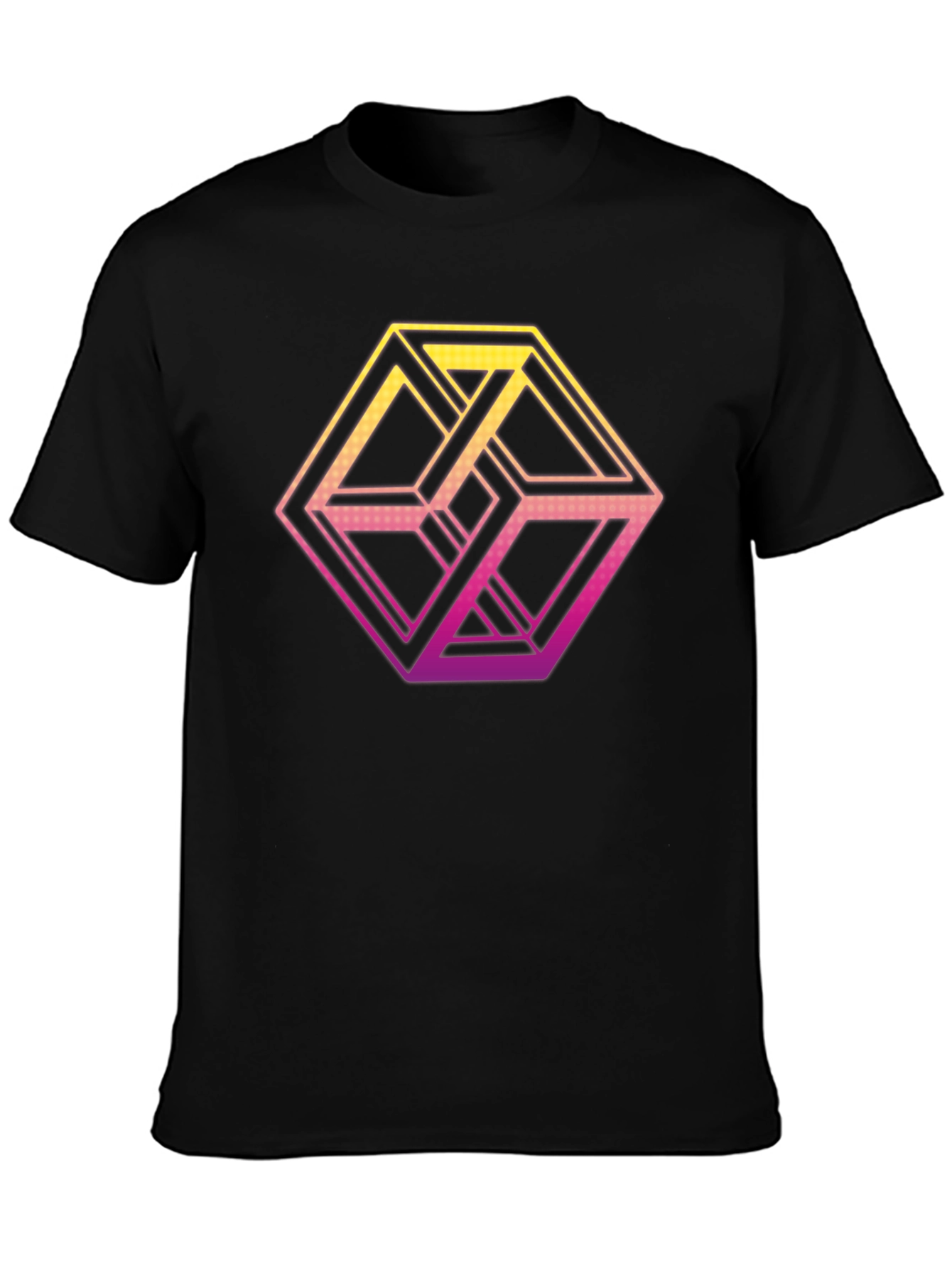 Camiseta Hombre Diseño Cubo Imposible Degradado