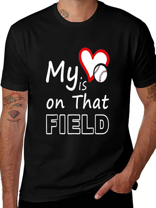Camiseta Negra My Heart is on That Field Baseball