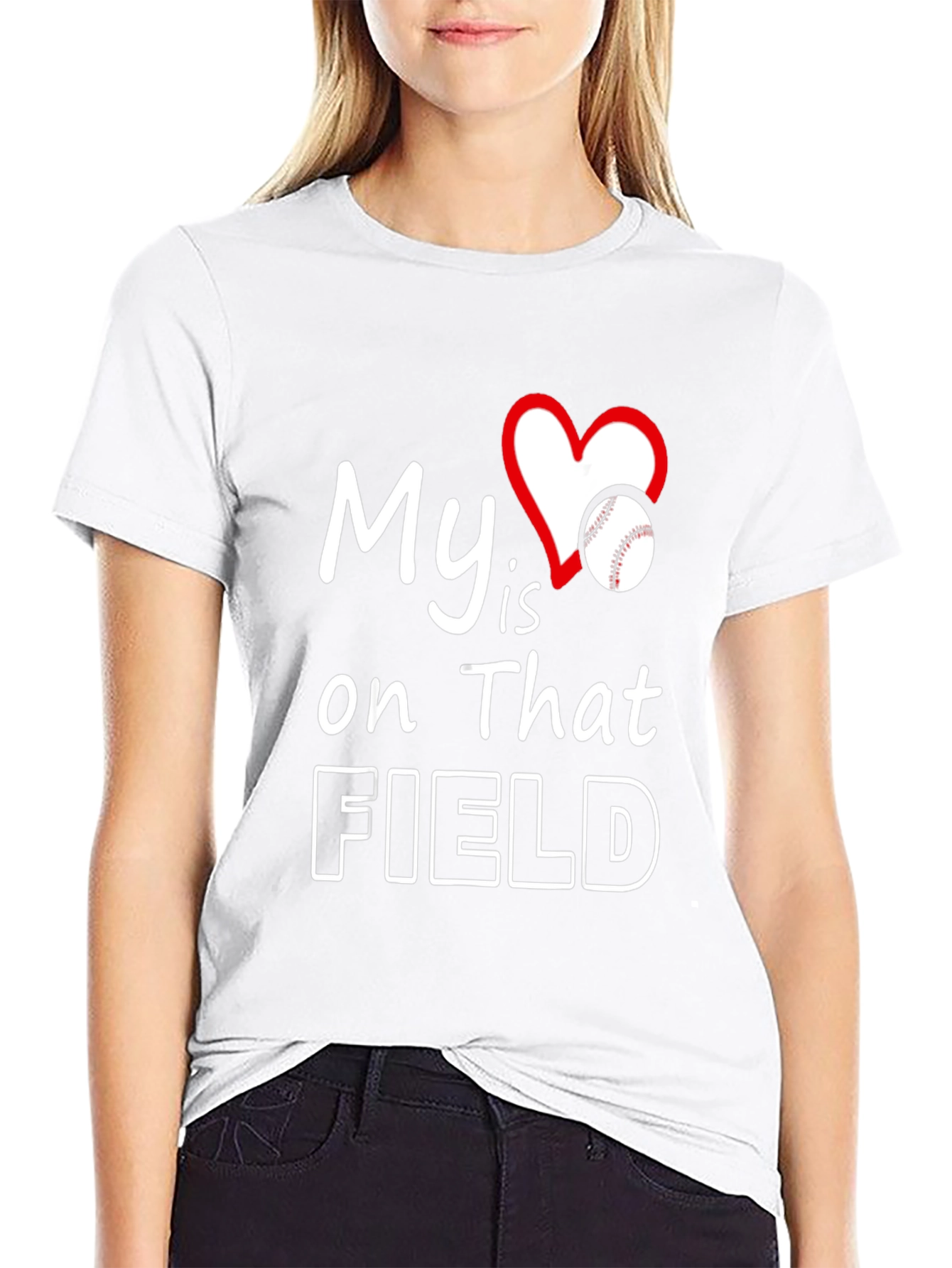 Camiseta Negra My Heart is on That Field Baseball
