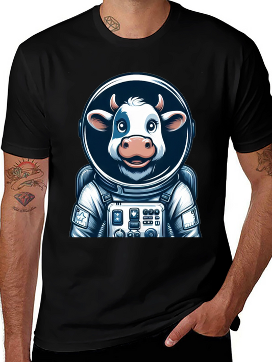 Camiseta Negra: Vaca Astronauta Espacial