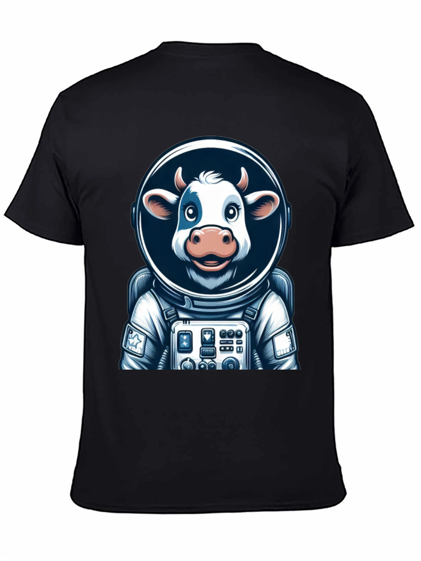 Camiseta Negra: Vaca Astronauta Espacial