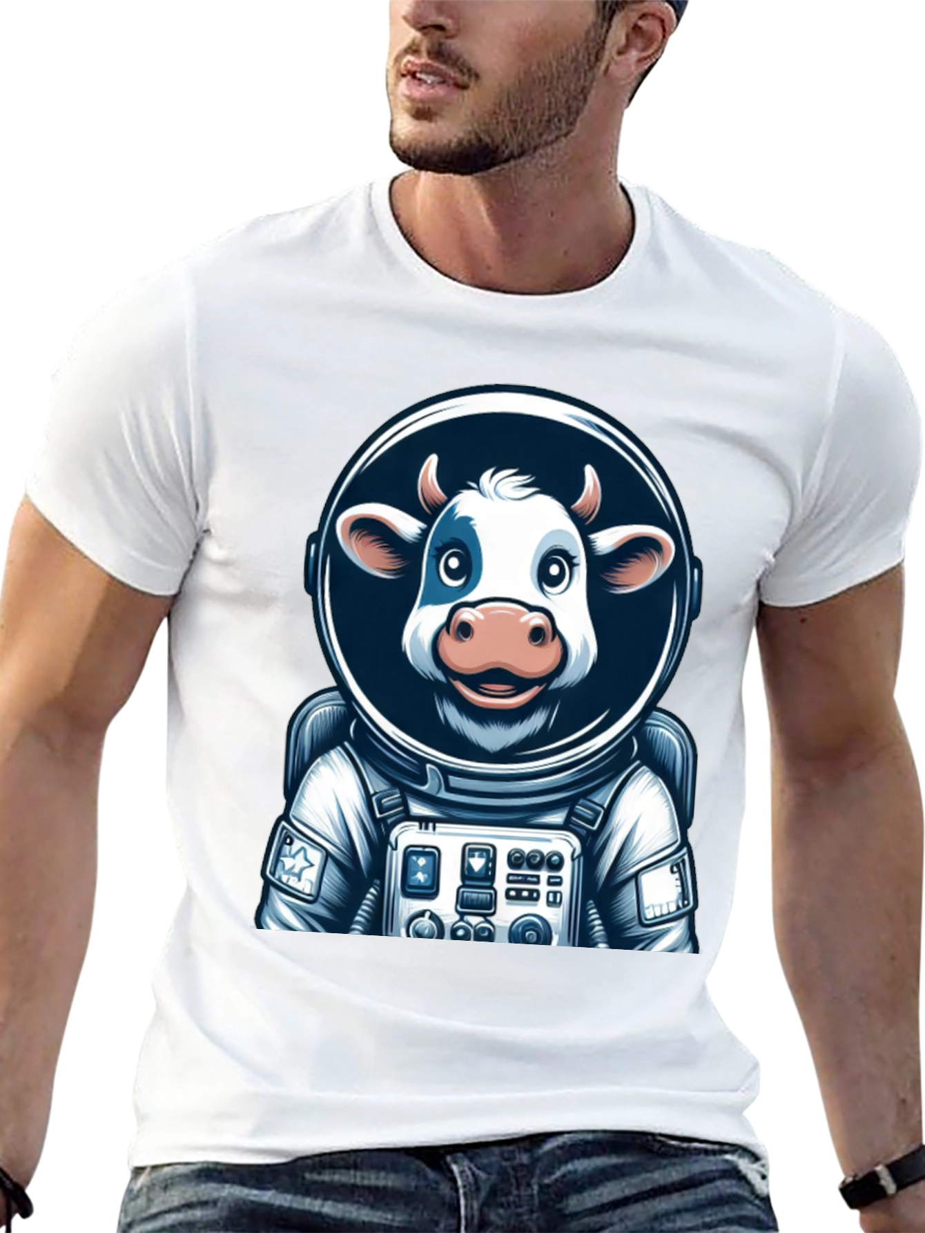 Camiseta Negra: Vaca Astronauta Espacial