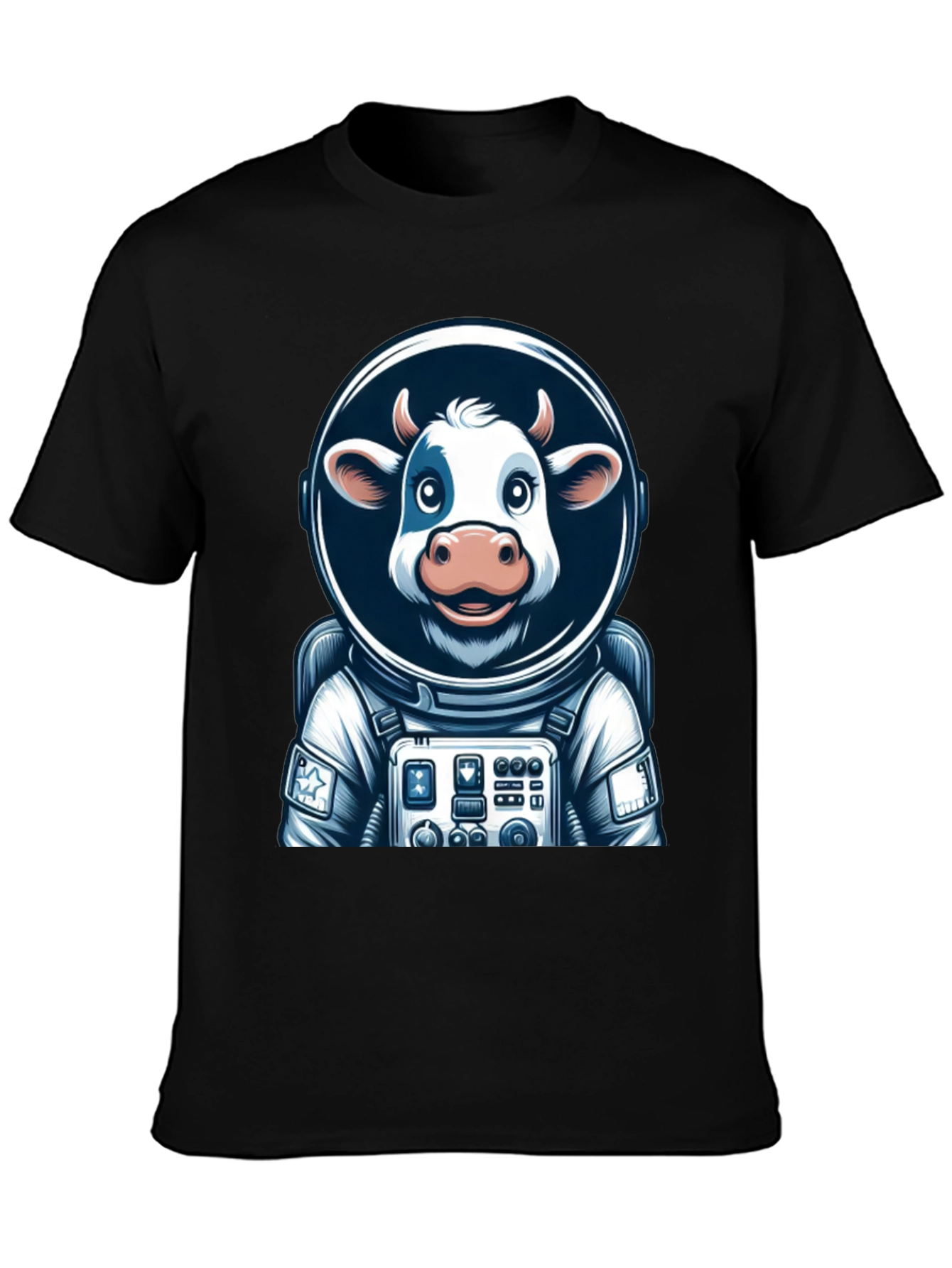 Camiseta Negra: Vaca Astronauta Espacial