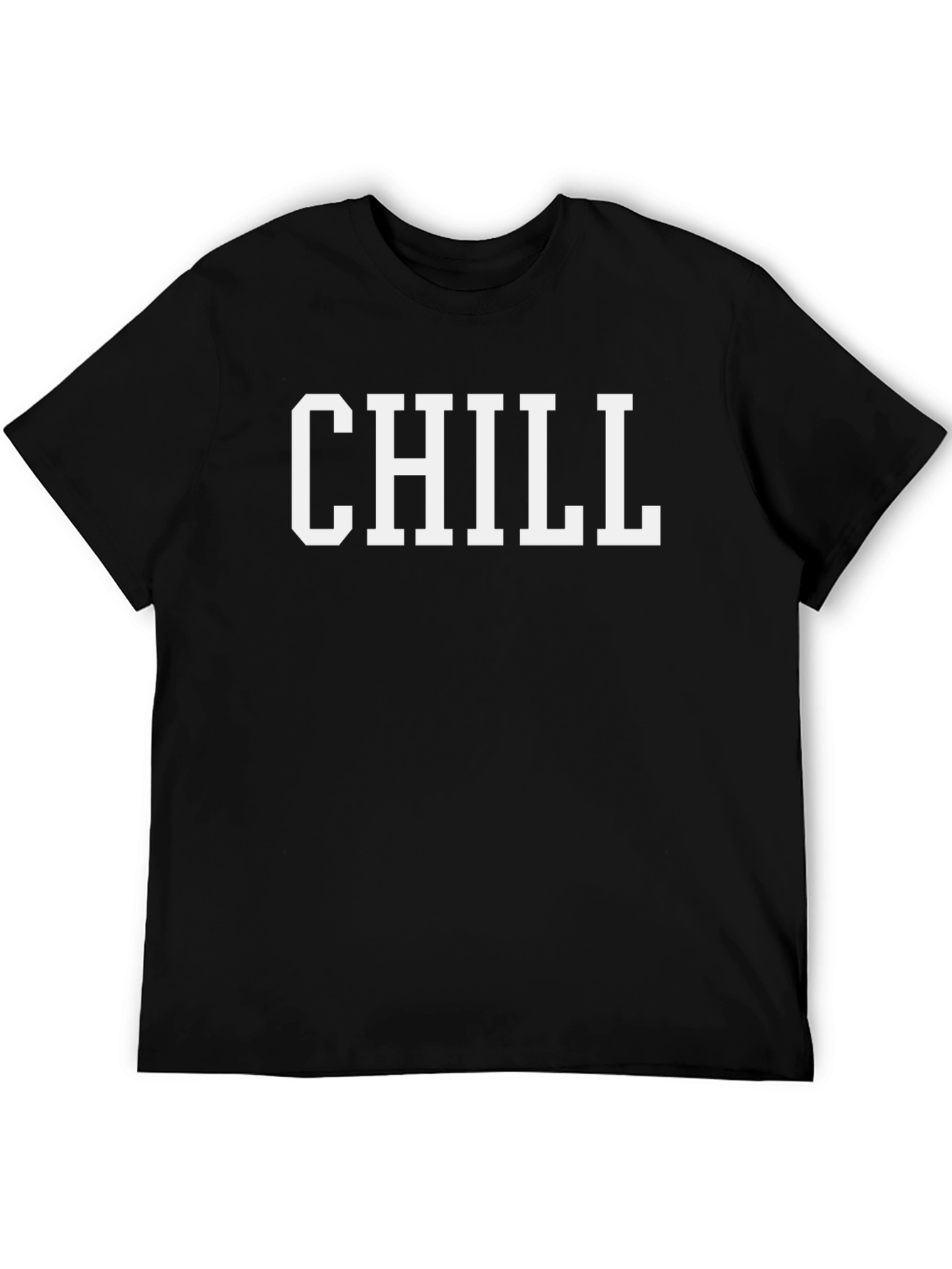 Camiseta Hombre Negra con Estampado CHILL