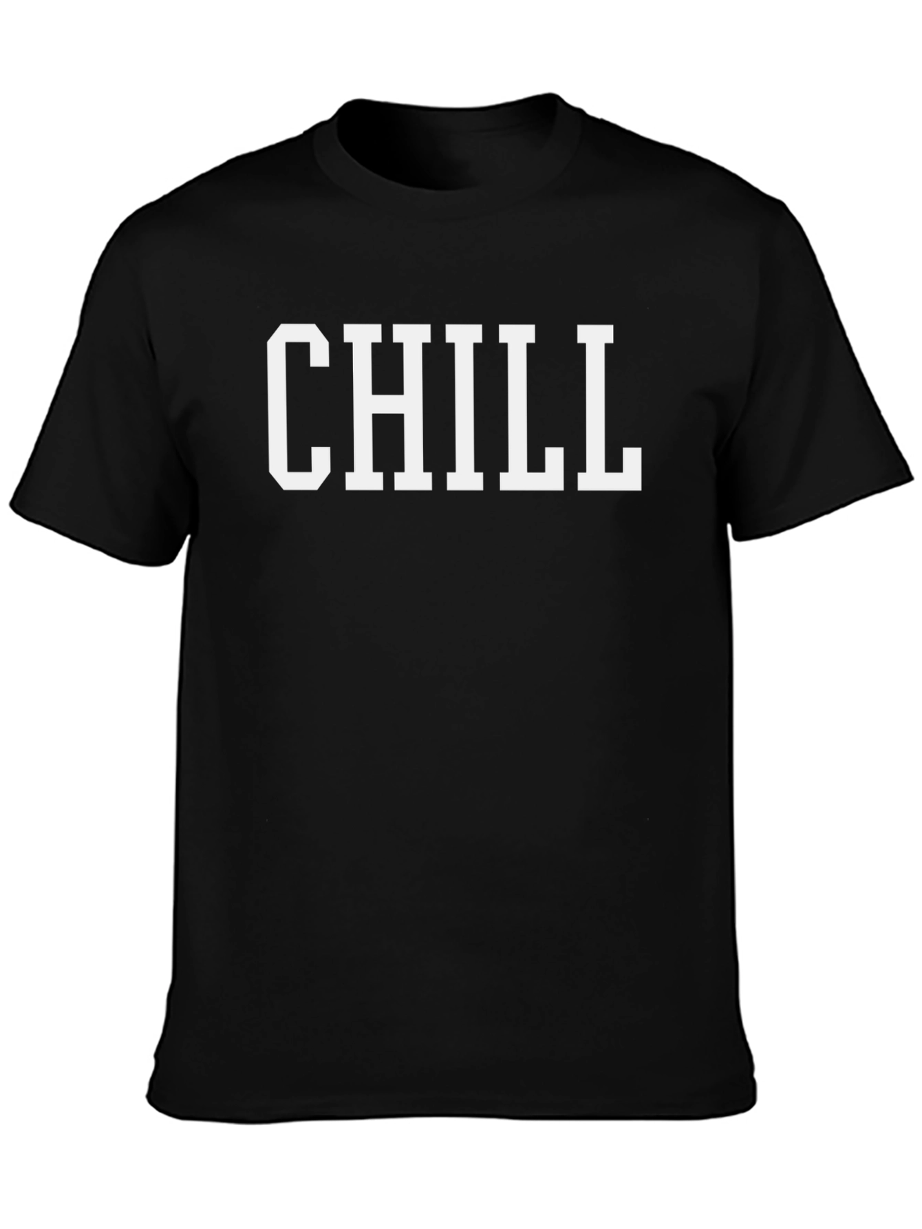 Camiseta Hombre Negra con Estampado CHILL
