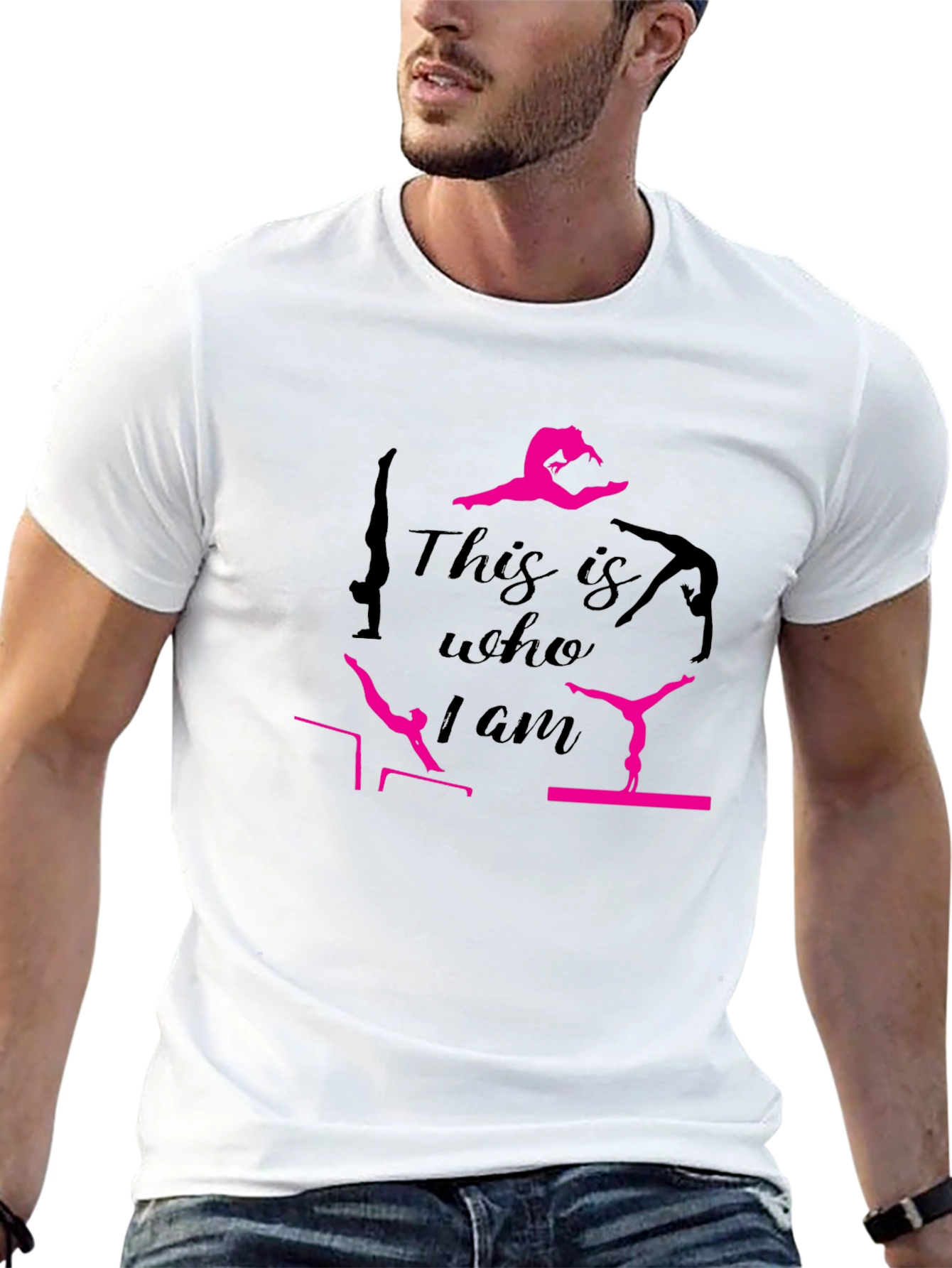 Camiseta Negra con Diseño de Gimnasta