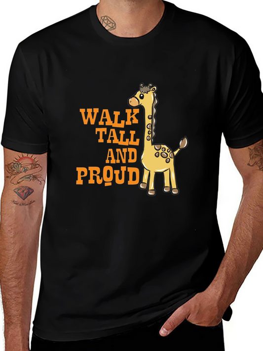 Camiseta Negra con Diseño de Jirafa Orgullosa