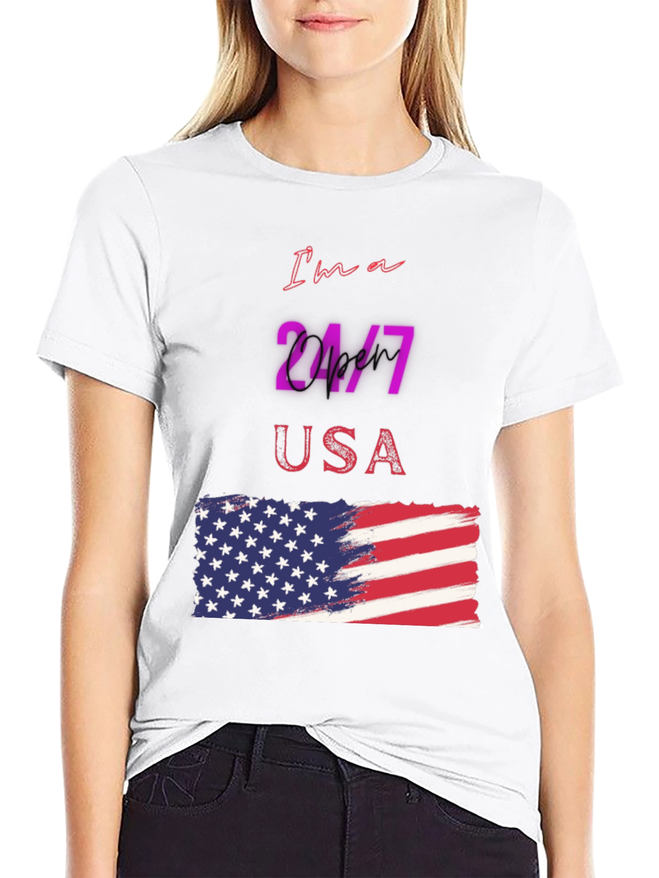 Camiseta Negra Diseño USA 24/7