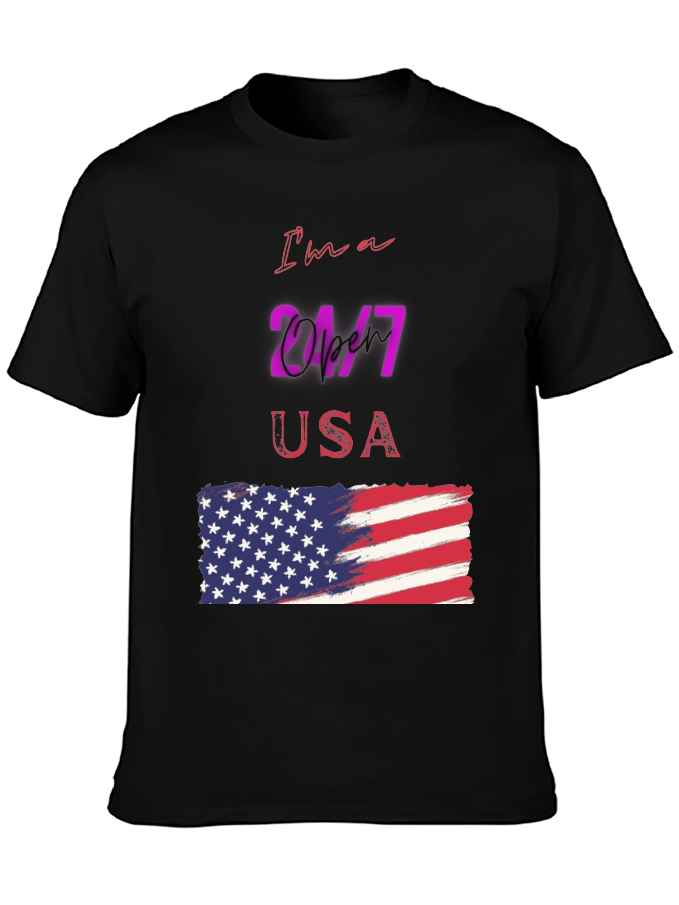Camiseta Negra Diseño USA 24/7