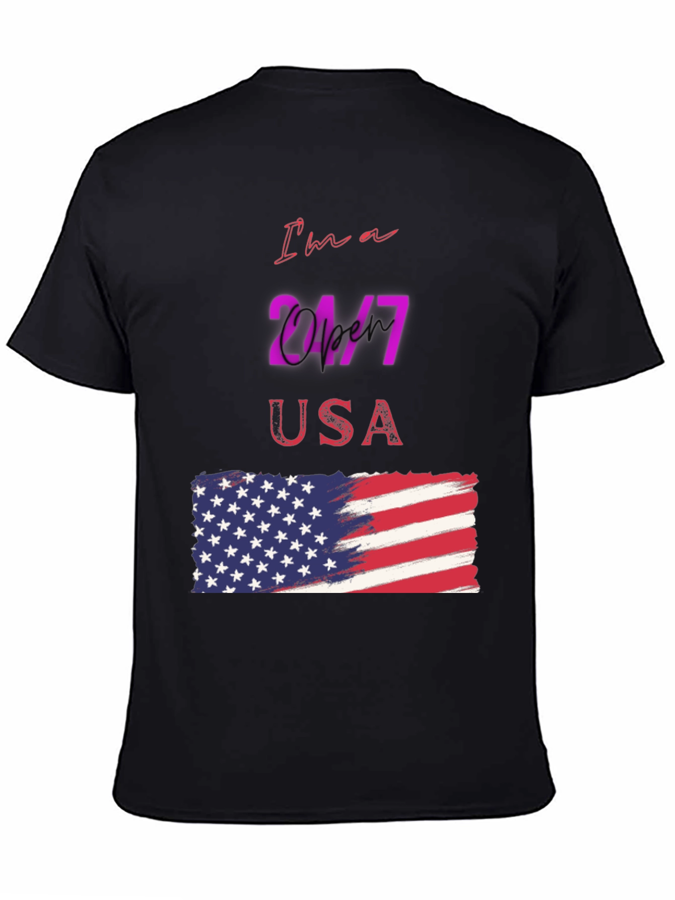 Camiseta Negra Diseño USA 24/7