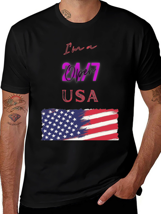 Camiseta Negra Diseño USA 24/7