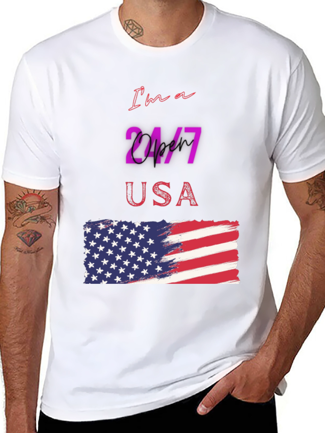 Camiseta Negra Diseño USA 24/7