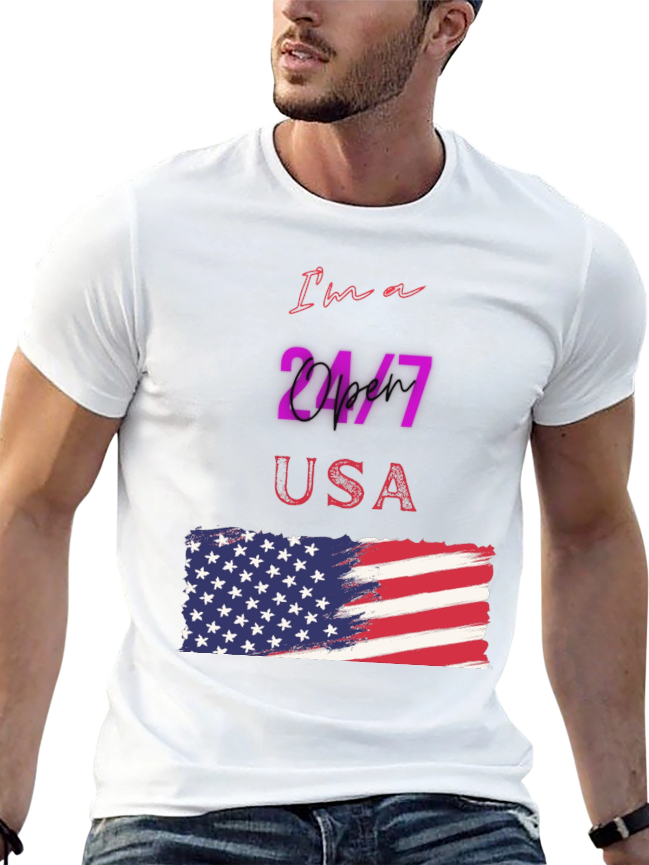 Camiseta Negra Diseño USA 24/7